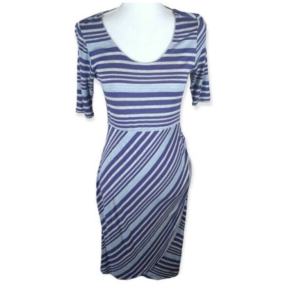 JESSICA SIMPSON MATERNITY BLUE & GRAY STRIPE DRESS SZ.M EUC. - Picture 1 of 8